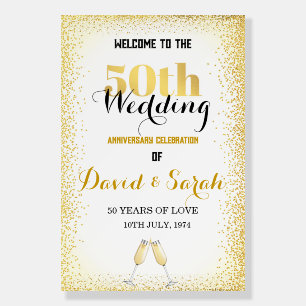 50th Wedding Anniversary Welcome Board, Foam Board