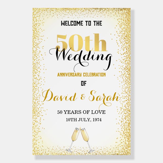 50th Wedding Anniversary Welcome Board, Foam Board (Front)
