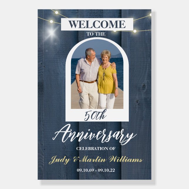 50th Wedding Anniversary Welcome Custom Photo  Foam Board (Front)