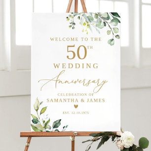 50th Wedding Anniversary Welcome Sign Greenery Wed