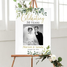 50th Wedding Anniversary Welcome Sign with Photo