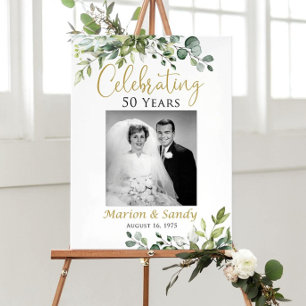 50th Wedding Anniversary Welcome Sign with Photo