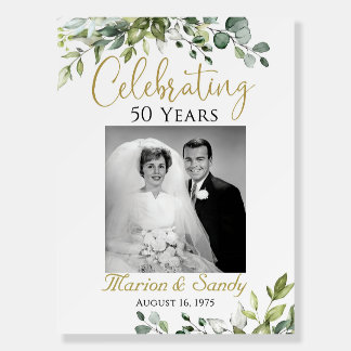 50th Wedding Anniversary Welcome Sign with Photo