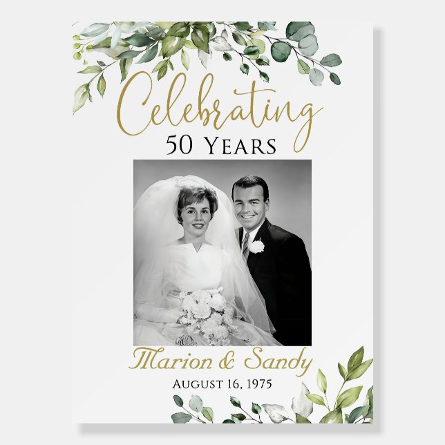 50th Wedding Anniversary Welcome Sign with Photo (Front)