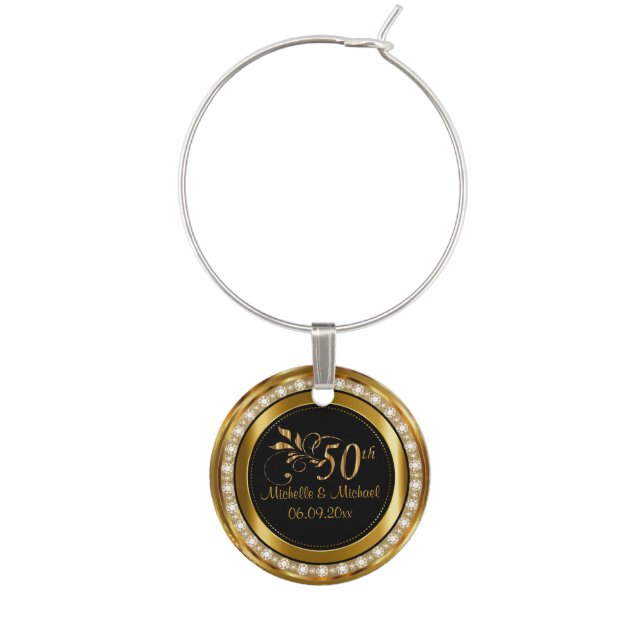 50th Wedding Anniversary Wine Charm (Front)
