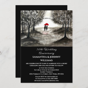 50th Wedding Anniversary Winter Couple Forest Invitation