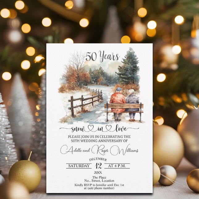 50th Wedding Anniversary Winter Landscape Romantic Invitation (Creator Uploaded)
