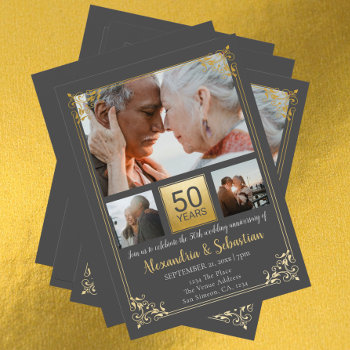 50th Wedding Anniversary With Frame Personalized Invitation by Ricaso_Wedding at Zazzle