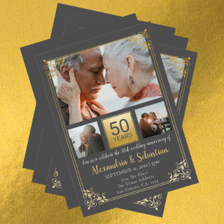 50th Wedding Anniversary With Frame Personalized Invitation