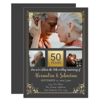 50th Wedding Anniversary With Frame Personalized Invitation