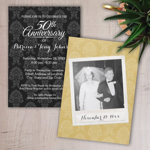 50th Wedding Anniversary with Photo on One Side Invitation