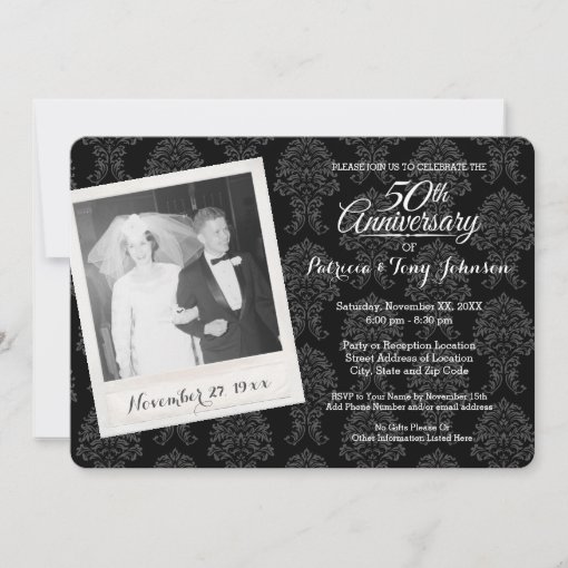 50th Wedding Anniversary with Vintage Photo Invitation | Zazzle