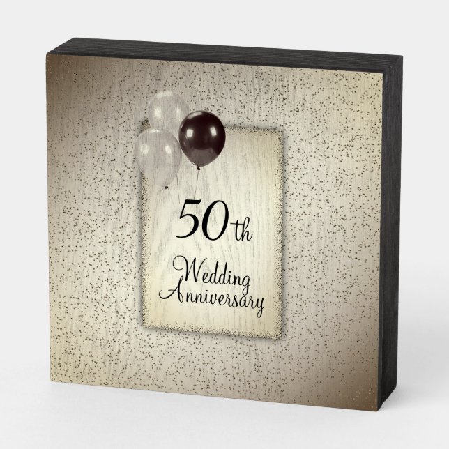 50th Wedding Anniversary Wooden Box Sign (Angled Horizontal)