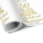 50th Wedding Anniversary Wrapping Paper<br><div class="desc">Beautiful 50th wedding anniversary gift wrapping paper. This minimalist anniversary golden wedding design contains a simple wedding ring design.  Fully customize the text the match your own event.</div>