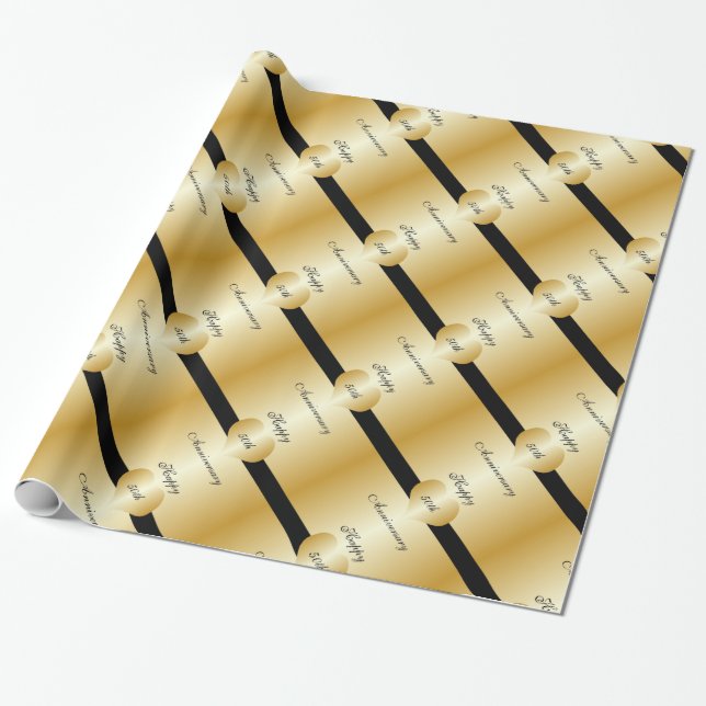 50th Wedding Anniversary Wrapping Paper (Unrolled)