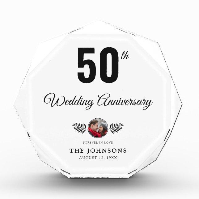 50th Wedding Anniversary Year Happy Couple Photo Acrylic Award (Front)