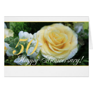 50th Wedding Anniversary - Yellow Rose Card