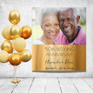 50th wedding gold anniversary custom photo chic tapestry