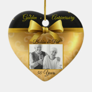 50th Wedding Gold Anniversary Heart Photo Ornament