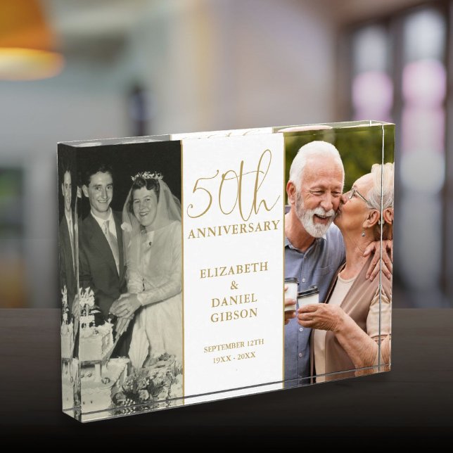 50th Wedding Golden Anniversary 2 Photo Block (50th Wedding Golden Anniversary 2 Photo Block)
