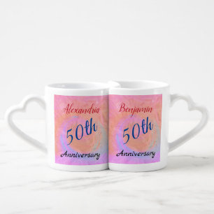 50th Wedding Golden Anniversary Personalize Coffee Mug Set