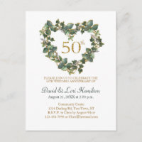 50th Wedding Watercolor Ivy Heart Wreath