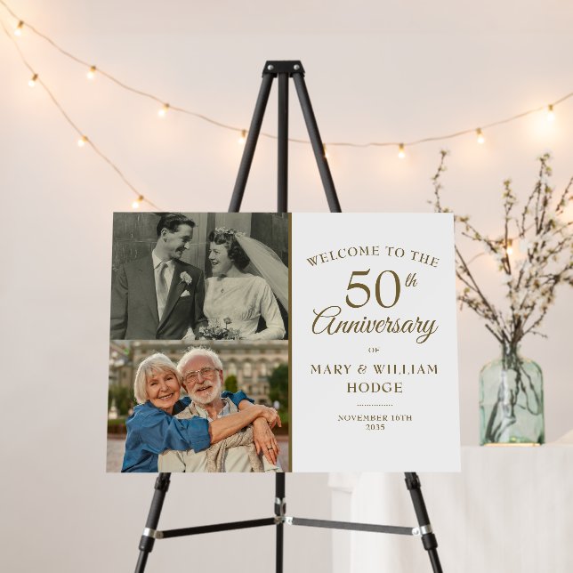 50th WeddingAnniversary 2 Photo Welcome Sign (In Situ (Stand))
