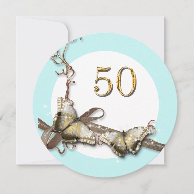 50th woman's birthday |  country butterflies invitation (Front)