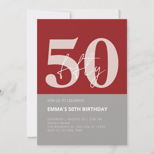 50th year celebration birthday invitation (Front)