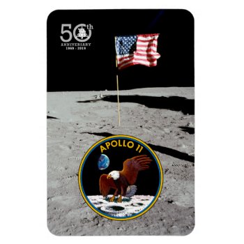 50th Years Moon Landing  Insignia & American Flag: Magnet by RWdesigning at Zazzle