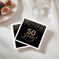 50th Years Wedding Anniversary Chic Black And Gold
