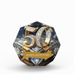 50year Retirement Gift for Man Woman Diamonds Gold