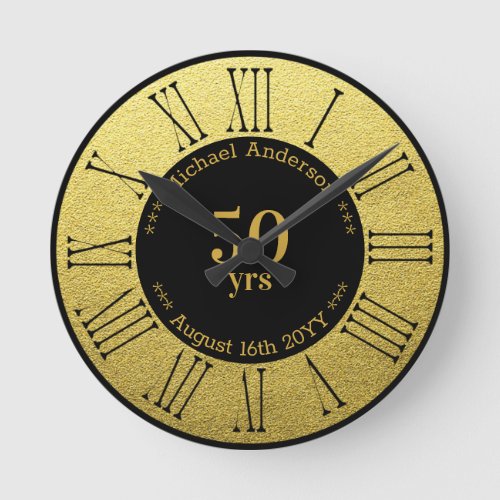 50yrs Retirement or Anniversary Personalized Round Clock