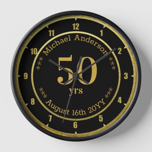 50yrs Retirement or Anniversary Personalized Round Clock