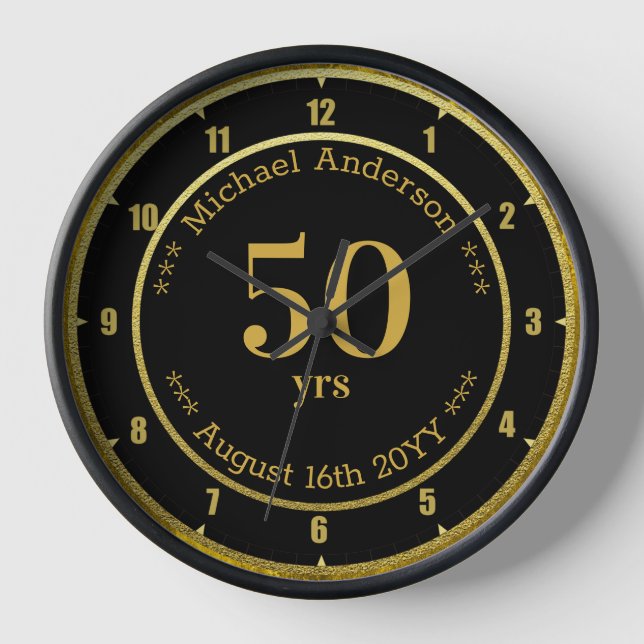 50yrs Retirement or Anniversary Personalized Round Clock (Front)