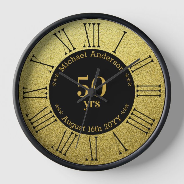 50yrs Retirement or Anniversary Personalized Round Clock (Front)