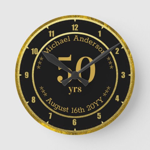 50yrs Retirement or Anniversary Personalized Round Clock