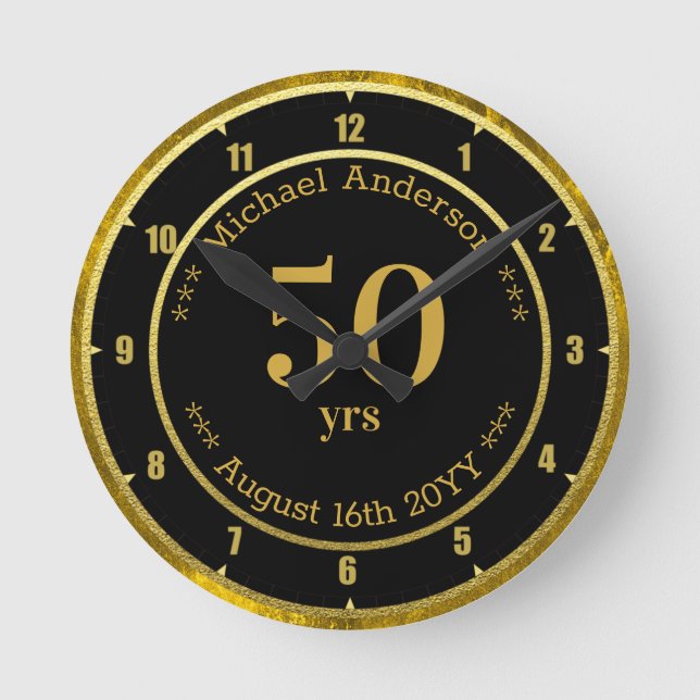 50yrs Retirement or Anniversary Personalized Round Clock (Front)
