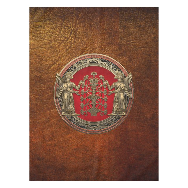 [510] Two Gold Ninurtas with Tree of Life Tablecloth (Front)