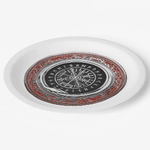 [510] Vegvisir - Viking Silver Magic Runic Compass Paper Plates