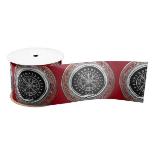 [510] Vegvisir - Viking Silver Magic Runic Compass Satin Ribbon