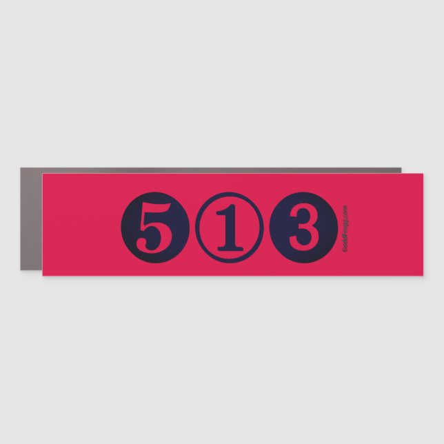 513 Area Code Red Car Magnet (Front)