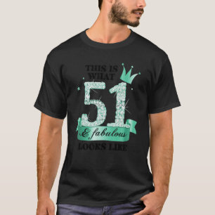 51 & Fabulous I Turquoise White Party Group Photo T-Shirt