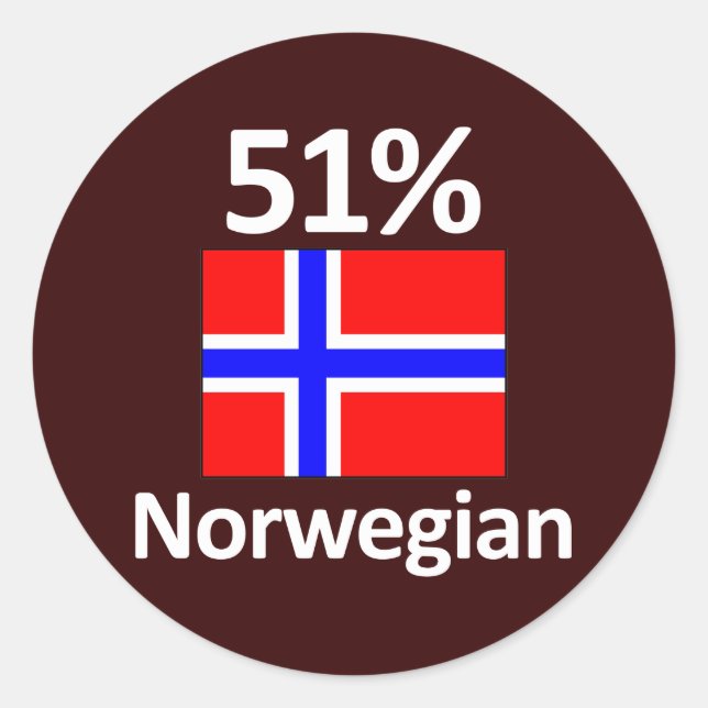 51% Norwegian Classic Round Sticker (Front)
