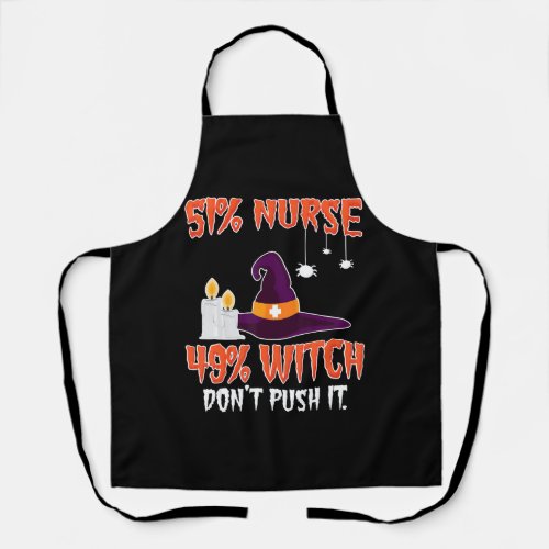 51 Nurse 49 Witch Womens Mens Halloween Nurses Apron