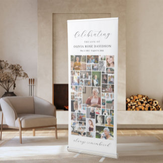 51 Photos Funeral Photo Collage Template Memorial Retractable Banner