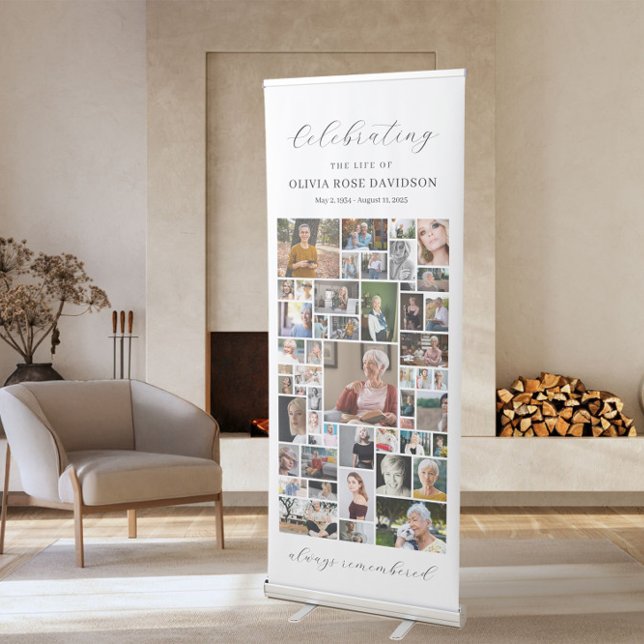 51 Photos Funeral Photo Collage Template Memorial Retractable Banner (Creator Uploaded)