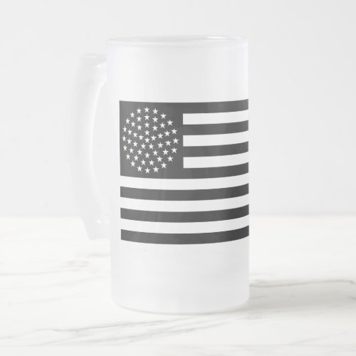 51 Star US Flag Frosted Glass Beer Mug