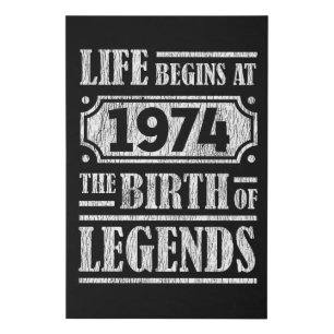 51 Year Old 1974 Birth Of Legend 51st Birthday Faux Canvas Print