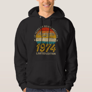 51 Year Old 1974 Retro Awesome 51st Birthday Gift Hoodie